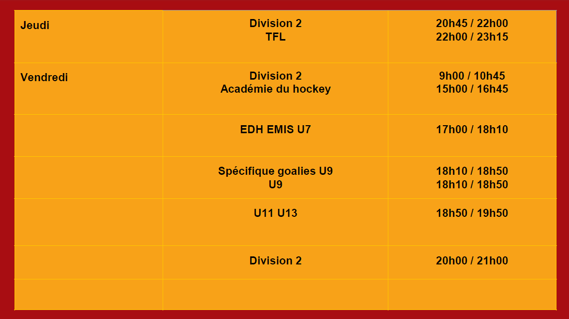 horaires 2026 2027 jeu ven
